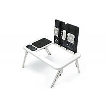 Складаний столик для ноутбука LD-09 E-Table, столик з охолодженням 2 USB кулера, Стіл підставка з вентиляцією, фото 4