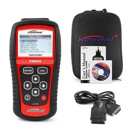 Тестер для діагностики автомобілів Konnwei KW808 OBD II/EOBD Мультимарочний діагностичний сканер, фото 1
