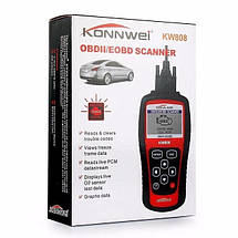Тестер для діагностики автомобілів Konnwei KW808 OBD II/EOBD Мультимарочний діагностичний сканер, фото 4