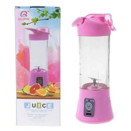 Портативний блендер Ollipin Juice на USB-зарядці. Колір: рожевий, фото 1