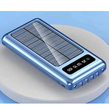 Портативний зарядний пристрій на 10000 mAh, Power Bank на сонячній батареї, заряджання. Колір: синій, фото 3