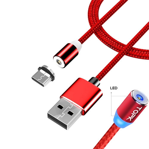 Кабель USB - Type-C 1м магнітний, для Xiaomi Huawei до 2.4А, нейлон, TOPK, фото 1