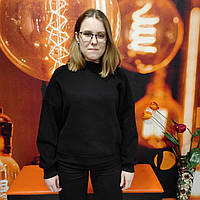 Толстовка Aksan жіноча світшот без капюшона тепла фліс М чорна