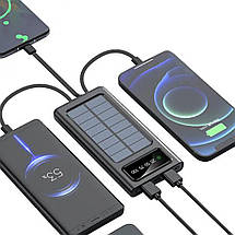 Портативний зарядний пристрій на 10000mAh, Power Bank на сонячній батареї, заряджання. Колір: чорний, фото 3