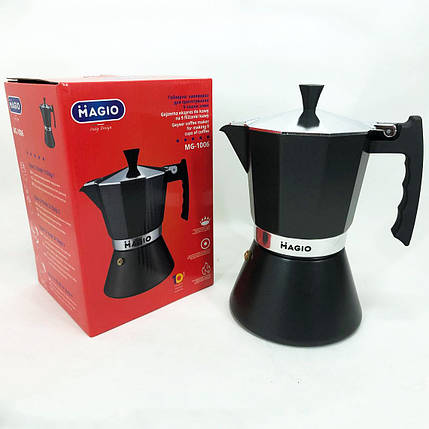 Гейзерна кавоварка Magio MG-1006 450 мл, Гейзер для кави, Кавоварка еспресо для плити, фото 1