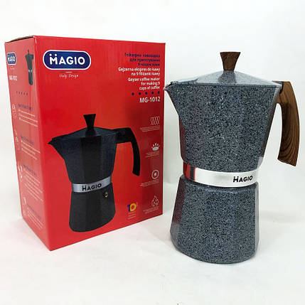 Гейзерна кавоварка Magio MG-1012 450 мл, кавоварка для дому, турка гейзерна для кави, кавник гейзерний, фото 1