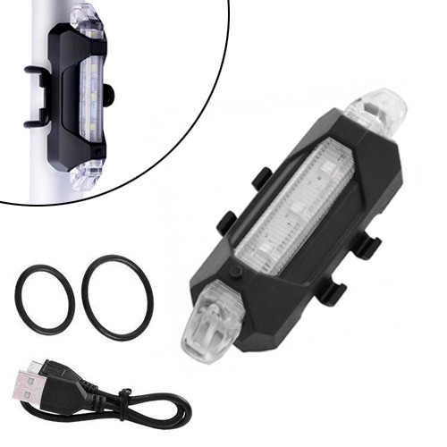 Ліхтар велосипедний задній акумуляторний велоліхтар, біле+червоне світло, фото 1