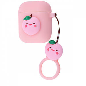 Чохол для AirPods рожевий з вишенькою