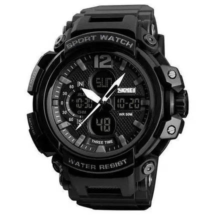 Годинник наручний чоловічий SKMEI 1343BK BLACK, годинник тактичний протиударний. Колір: чорний, фото 1