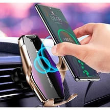 Автомобільний тримач S7 для телефону з швидкою зарядкою S7. Колір: золотий, фото 4
