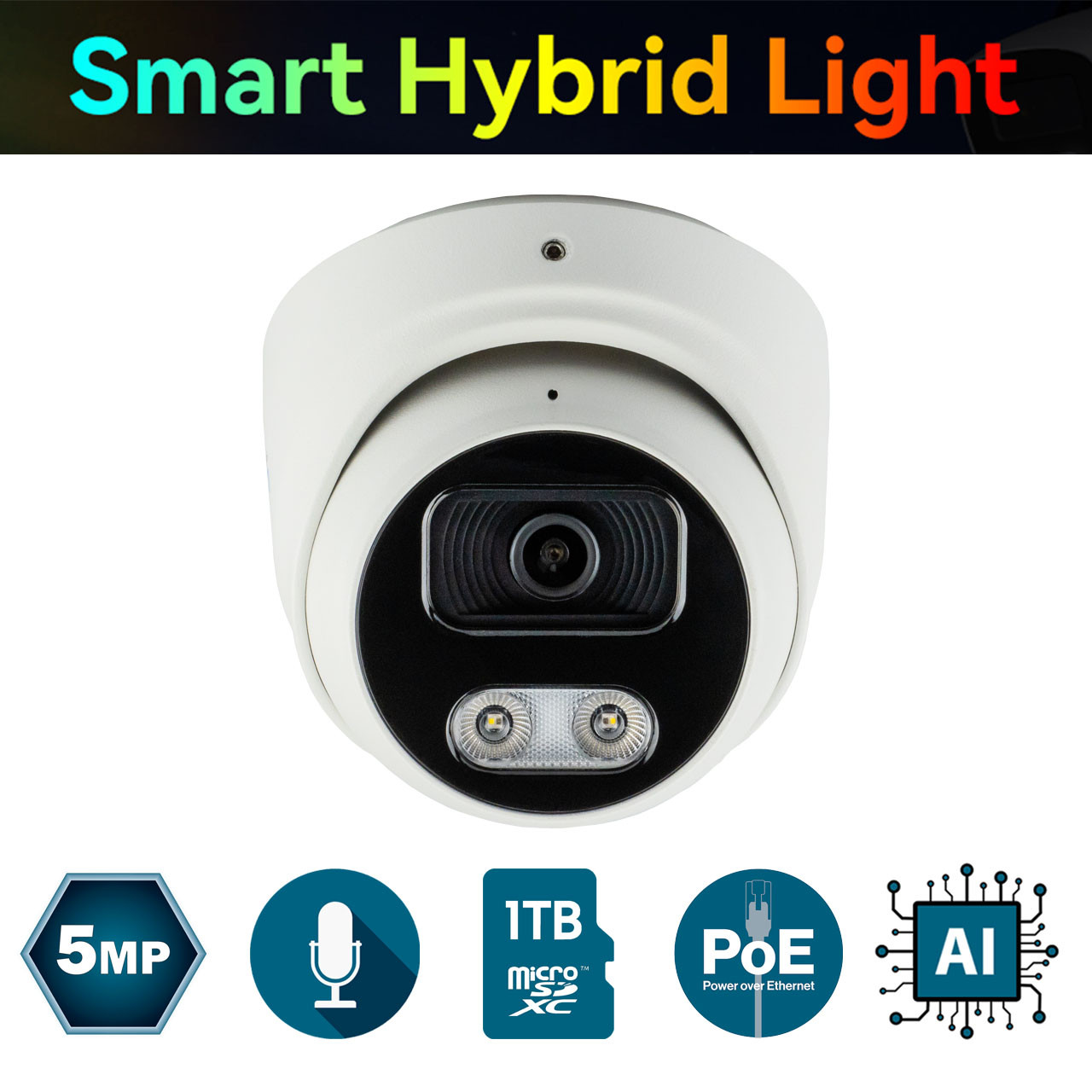 IP-відеокамера 5 Мп SEVEN IP-7215PA-DL white 2,8 мм з розумним подвійним підсвічуванням