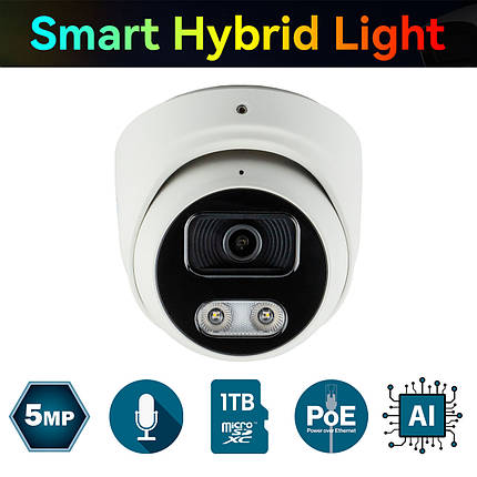 IP-відеокамера 5 Мп SEVEN IP-7215PA-DL white 2,8 мм з розумним подвійним підсвічуванням, фото 1