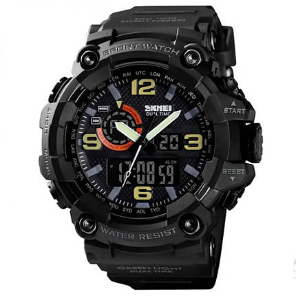 Годинник наручний чоловічий SKMEI 1520BK BLACK, армійський годинник протиударний. Колір: чорний, фото 1