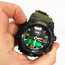 Годинник наручний чоловічий SKMEI 1586AG ARMY GREEN, чоловічий армійський водостійкий тактичний. Колір: зелений, фото 2