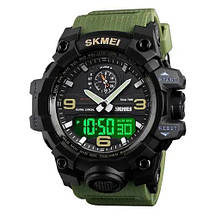 Годинник наручний чоловічий SKMEI 1586AG ARMY GREEN, чоловічий армійський водостійкий тактичний. Колір: зелений, фото 3