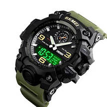 Годинник наручний чоловічий SKMEI 1586AG ARMY GREEN, чоловічий армійський водостійкий тактичний. Колір: зелений, фото 4