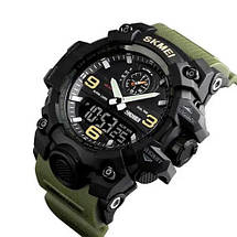 Годинник наручний чоловічий SKMEI 1586AG ARMY GREEN, чоловічий армійський водостійкий тактичний. Колір: зелений, фото 5