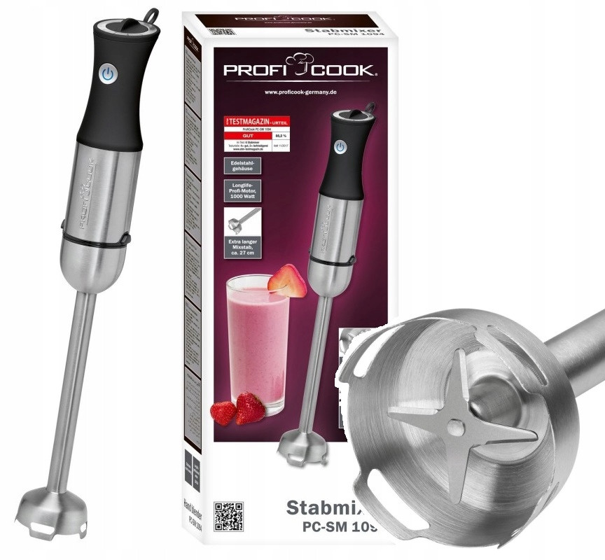 Блендер занурювальний ProfiCook 1000 Вт 5 рівнів швидкості, довгий спіральний кабель (PC-SM 1094)