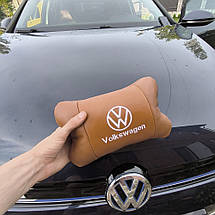 Набір подушок 2шт для автомобіля Volkswagen, з натуральної коричневої шкіри. Подушки на підголовник, фото 5