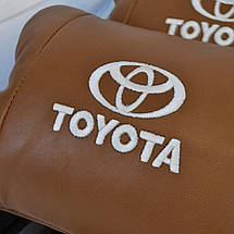 Набір шкіряних подушок 2шт на підголівник Toyota. Комфортні ортопедичні подушки,Тойота, фото 6