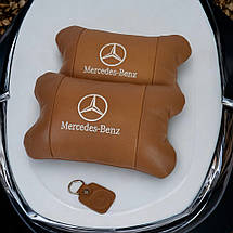 Комплект 2шт для підголівника Mercedes-Benz, виготовлених з натуральної коричневої шкіри. Комфорт в авто, фото 3