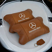 Комплект 2шт для підголівника Mercedes-Benz, виготовлених з натуральної коричневої шкіри. Комфорт в авто, фото 5