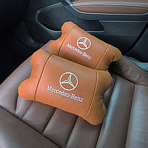 Комплект 2шт для підголівника Mercedes-Benz, виготовлених з натуральної коричневої шкіри. Комфорт в авто, фото 6