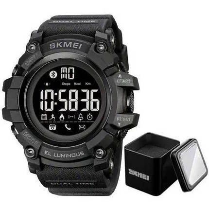 Годинник наручний чоловічий SKMEI 2053BK BLUETOOTH, BLACK, водонепроникний чоловічий годинник. Колір: чорний, фото 1