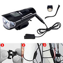 Велофара з комп'ютером та сигналом Waterproof XA-585-T6+2LED з виносною кнопкою, Фара велофара, фото 5