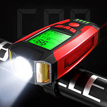 Велофара з комп'ютером та сигналом AS0808-XPG+2LED(yellow)+2COB(red), виносна кнопка, фото 3