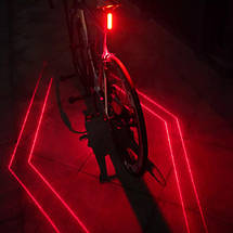 Велоліхтар LEADBIKE LD77-LS-4 LED з лазерною розміткою, Ліхтар акумуляторний світлодіодний велосипедний, фото 2