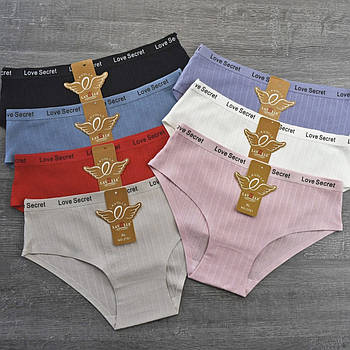 Жіночі труси сліп з написом на резинці Love Secret (в рубчик) S, Молочний