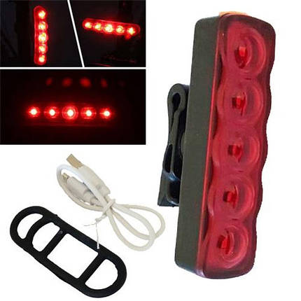 Велоліхтар XFL-101-5LED, Велосипедний ліхтар з функцією мигалки, Світлові сигнали для велосипеда, фото 1