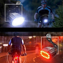 Велоліхтар акумуляторний передній та задній ZH-078-2LED ліхтар + STOP-14SMD, Стоп-сигнал на задню раму, фото 5