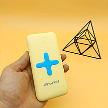 Power Bank AWEI P98K (Бездротова зарядка) 8000 mAh. Колір: жовтий, фото 3