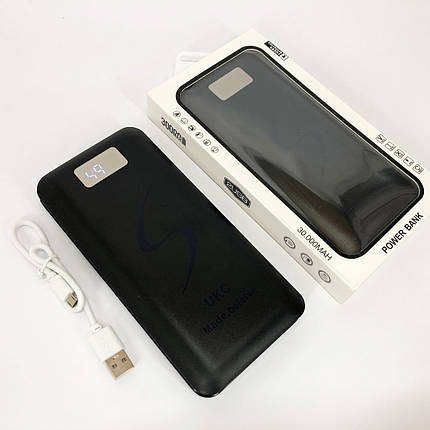 Мобільна зарядка портативна Power Bank 30000 mAh UKC, Зовнішній акумулятор, Зарядка power bank. Колір: чорний, фото 1