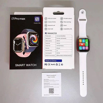 Розумний смарт годинник Smart Watch I7 PRO MAX з голосовим викликом тонометр пульсометр оксиметр. Колір: білий, фото 2