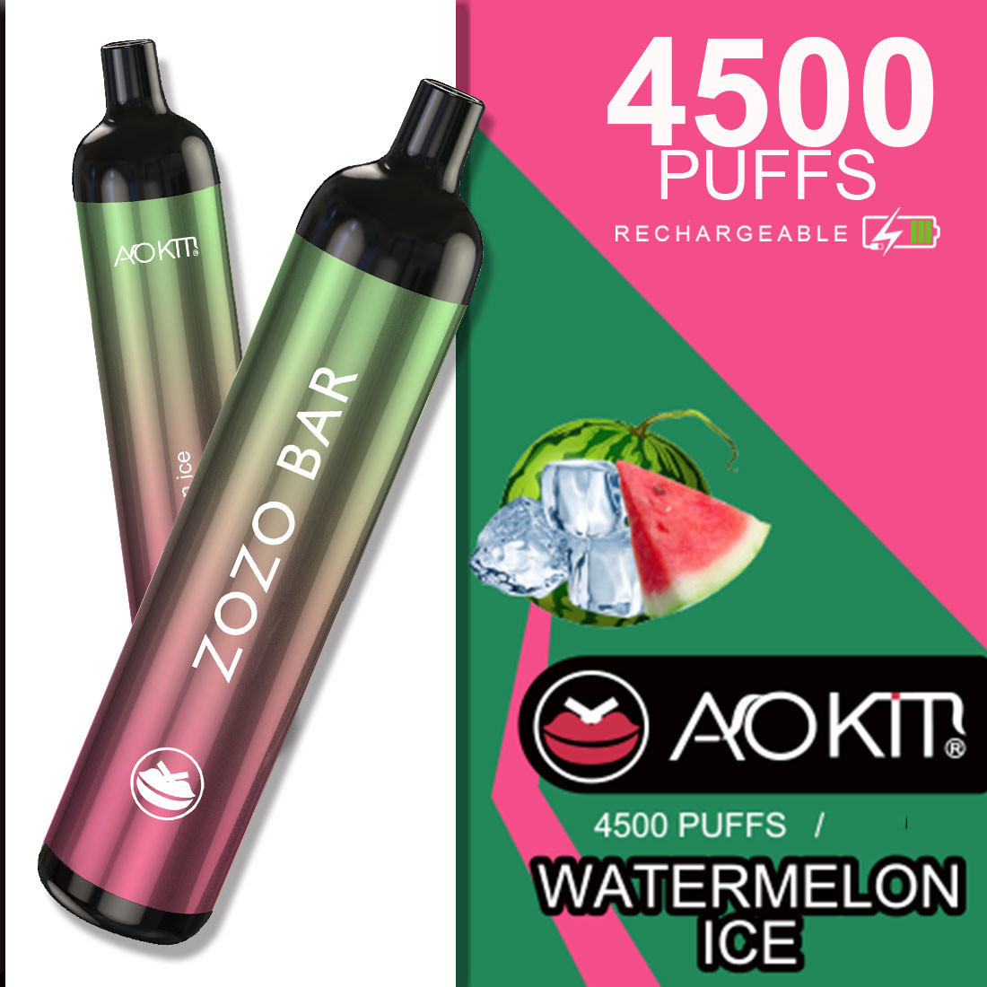 Багаторазовий раз AOKIT ZOZO bar 4500 з підзаряджанням. Кавун