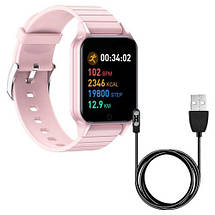 Смарт годинник Smart Watch T96 стильний із захистом від вологи та пилу з вимірюванням температура тіла. Колір: рожевий, фото 3