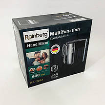 Міксер ручний електричний Rainberg RB-2214 600W 5 швидкостей з підставкою, двовіночковий міксер, фото 3