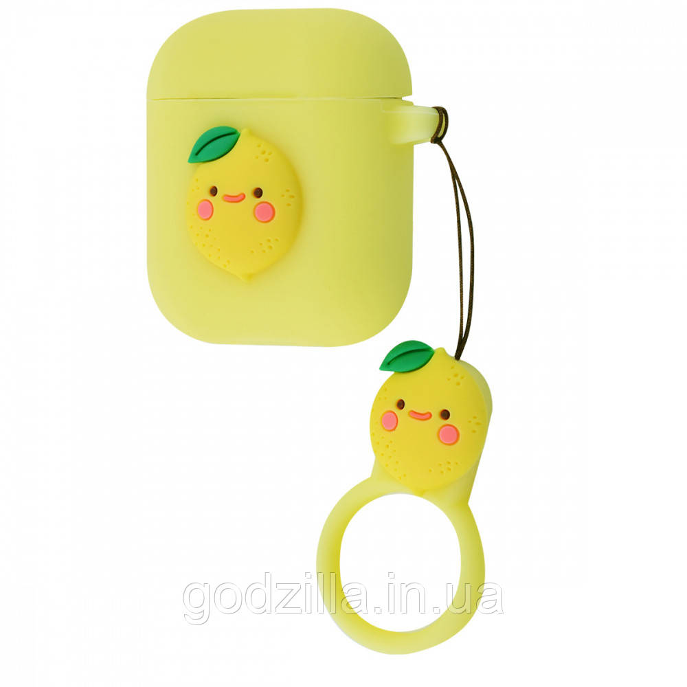 Чохол для AirPods силіконовий жовтий з лимончиком, фото 1
