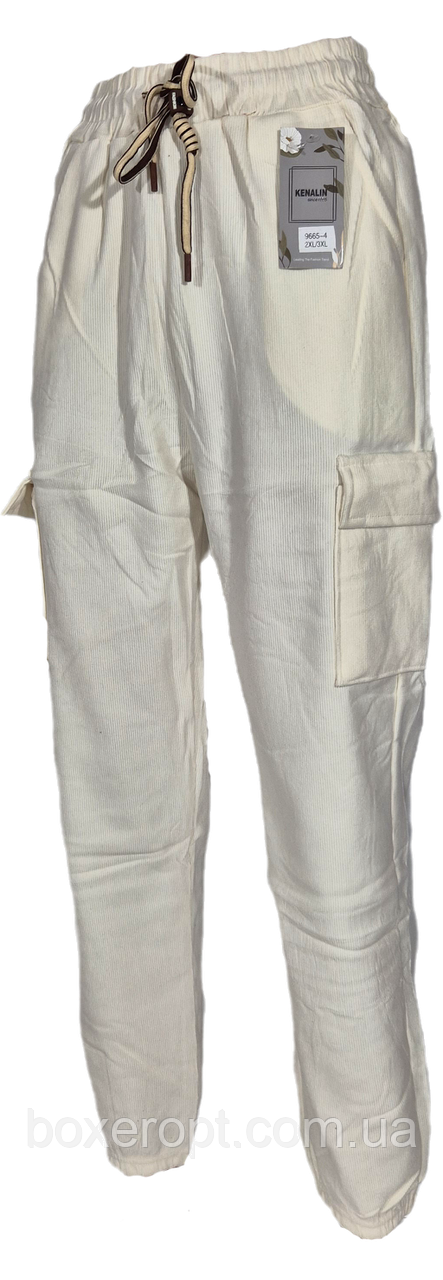 Штани вельветові жіночі з кишенями Kenalin (No.9665-4-мол., 2XL-6XL)