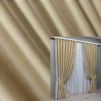 Комплект штор (2шт. 1,5х2,9м.) оксамит (бархат) однотонний. Колір бежевий. Код 1653ш 33-0494