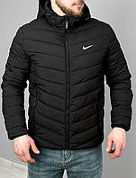 Чоловіча куртка Nike весна осінь спортивна куртка Найк демісезонна з капюшоном чорна fms