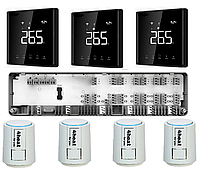 Автоматика з WiFI для управління водяною підлогою 3 зони 4HEAT | HR-03C + АЕ-669В.WF (3шт) + Привід ATR (4шт)