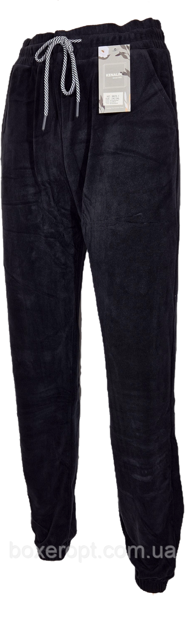 Штани велюрові жіночі з кишенями Kenalin (No.9623-1-чор., 2XL-6XL)