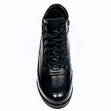 Черевики чорні жіночі із замком та шнурівкою шкіряні на вовні Mida 240229(1Ш) розмір 36, фото 3