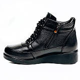 Черевики чорні жіночі із замком та шнурівкою шкіряні на вовні Mida 240229(1Ш) розмір 36, фото 2