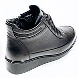 Черевики чорні жіночі із замком та шнурівкою шкіряні на вовні Mida 240229(1Ш) розмір 36, фото 7