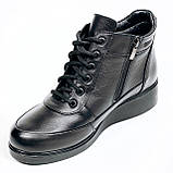 Черевики чорні жіночі із замком та шнурівкою шкіряні на вовні Mida 240229(1Ш) розмір 36, фото 8